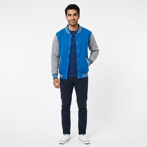 Chaqueta Varsity Personalizada al por Mayor para Hombre, Transpirable, Tejida, Reversible, Opciones de Tallas Grandes, Estilo Urbano, Poliéster y Algodón - Product Image 1