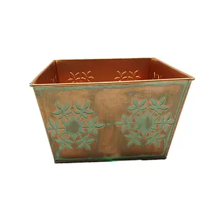 New products galvanized zinc brass square planter pot for garden metal copper flower pot