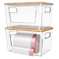 Porte-sacs poubelle avec couvercle en bambou, distributeur de sacs poubelle empilable, porte-sacs poubelle extra large pour cuisine, buanderie
