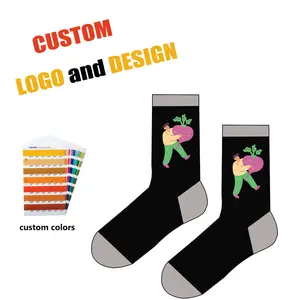 Kaus kaki buatan desain pelanggan Jacquard katun Mode sendiri Logo kustom kualitas tinggi