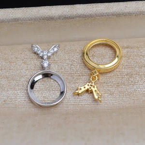 Support de pendentif en argent S925 pour perle de 9,8 mm, composant de bijouterie DIY, plateau vide JG5373 - Product Image 2