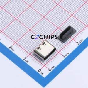 HYCW493-USBC06-680B-09 USB Connector Through hole Component (THT) Connector Type-C Female Through Hole 6P - Product Image 1