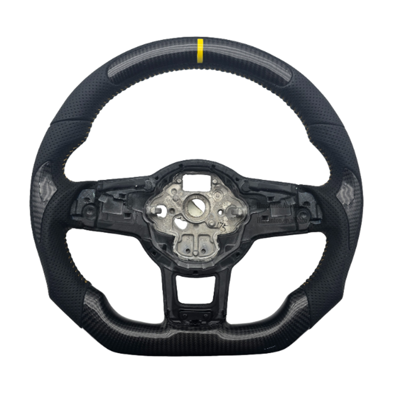 Perforated Leather+Carbon Fibre+yellow Stripe+yellow Stitching