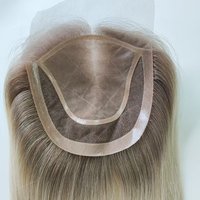 Rambut Asli Manusia Virgin Remy Silk Base Lace PU Topper, Hairpiece Jepit, Kulit Kepala Alami untuk Wanita, Rambut Menipis, Grosir