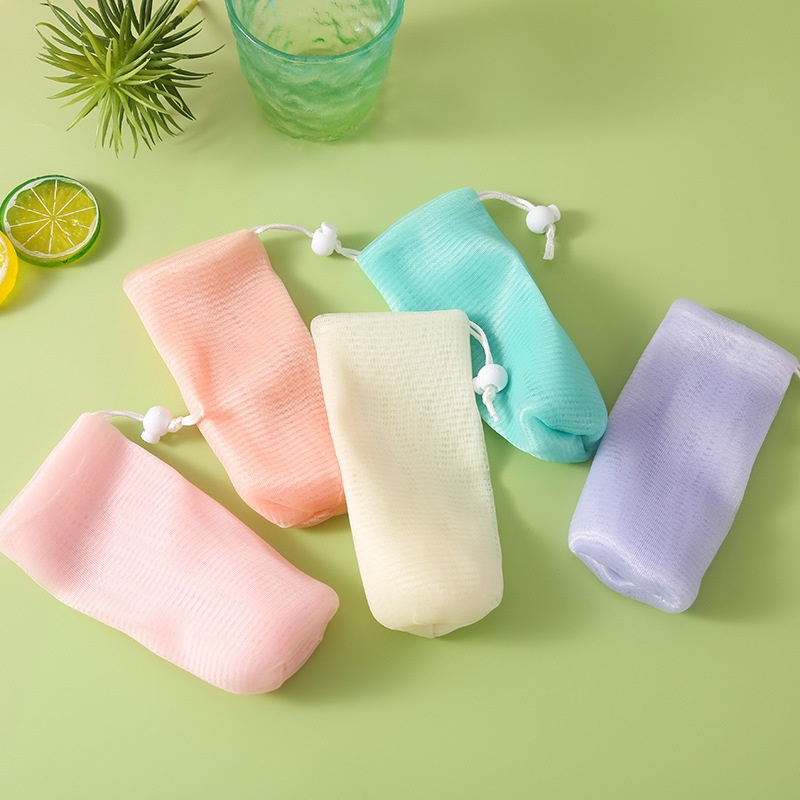 Multi-Layer PE Foaming Net Super Soft Bath Scrub Facial Cleanser Brush Wholesale Net Soap Bag Foaming