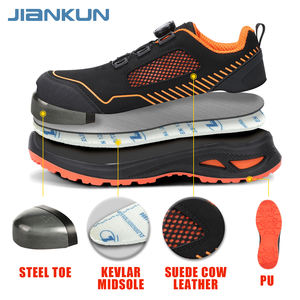 JIANKUN-Chaussures de sécurité unisexes en cuir de vachette, style suédé, antidérapantes, semelle extérieure enfichable, anti-écrasement/crevaison, embout en acier - Product Image 5