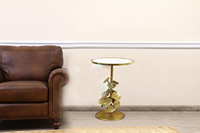 Table basse moderne personnalisé fleur décorative brillant or miroir table basse ronde