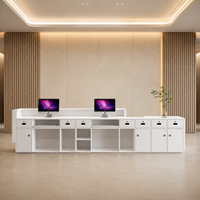 Comptoir d'accueil de style moderne haut de gamme, panneau texturé personnalisable, adapté aux réceptions d'entreprises collectives, aux centres d'affaires d'hôtels, OEM