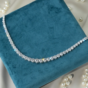 Collar de Cadena de Tenis con Diamantes Cultivados en Laboratorio, Corte Redondo, Clásico, de Oro Blanco de 14k, Personalizado para Compromiso o Boda - Product Image 3