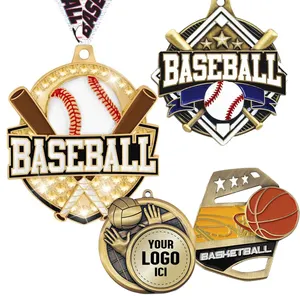 Custom Zinc Alloy Gold Sport Medallion Metal 3d Enamel Award Volleyball Basketball Baseball Medal