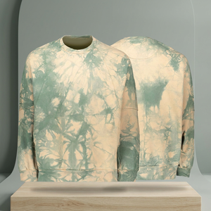 Sudadera de cuello redondo con efecto tie-dye para hombre, manga raglán, color verde crema, manga larga - Product Image 2