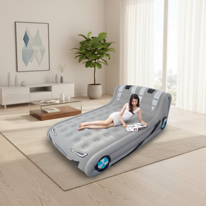 Materasso Gonfiabile con Schienale - Pompa Automatica per Uso Interno/Esterno, Misure Singola/Matrimoniale, Letto <span class=keywords><strong>da</strong></span> <span class=keywords><strong>Campeggio</strong></span> Portatile - Product Image 1
