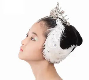 Coiffure en dentelle de cygne, couvre-chef pour filles, blanc, plume de cygne, performance de ballet, pour scène