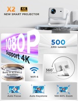 Proyector de Video para Cine en Casa Vidaa-TV System Oficial, 500ANSI Lúmenes, Nativo 1080P, Compatible con 4K, Mini Soporte, Pantalla Grande