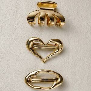 Pinces à cheveux en métal doré, antidérapantes, pour cheveux fins, épais ou bouclés, accessoires de coiffure pour femmes et filles - Product Image 1