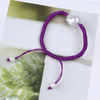 Bracelet ajustable fait main en perles véritables de forme baroque pour femmes et dames