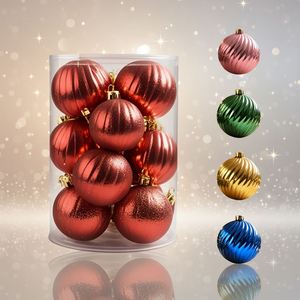 Décorations de Noël : Lot de 34 boules circulaires en plastique assorties, électroplaquées, imprimées 4 couleurs, fabriquées à la machine, pour suspendre - Product Image 2
