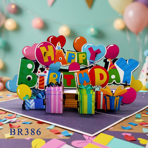 Cartes d'anniversaire 3D personnalisées faites à la main en gros, cadeaux souvenirs, ballons, artisanat en papier, décoration intérieure, impression personnalisée vietnamienne - Product Image 2