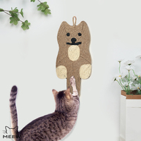 Tapis à gratter pour chat en sisal en forme de chat de dessin animé, à suspendre au mur, griffoir mural en sisal naturel, jouet à gratter pour chats d'intérieur
