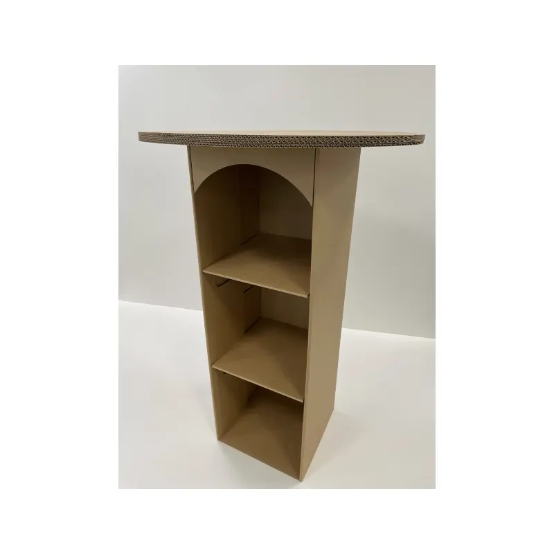 THIMM cardboard custom shape printed FSC certified big floor promotional event table coffee table desk with shelves