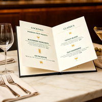 Menu de restaurant, catalogues et brochures personnalisables en taille et logo, imprimés en offset, couverture rigide, papier offset et reliure parfaite
