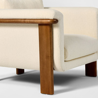 Fauteuils de salon modernes et confortables, canapé simple, fauteuil rembourré en tissu avec structure en bois