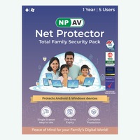 Net Protector, Paquete de Seguridad Familiar Total, 5 Usuarios, 1 Año, Antivirus, Protección LAN, Copia de Seguridad de Datos, IA (Entrega de Correo Electrónico en 1 Hora - Sin CD)