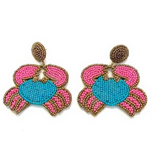 Orecchini Fatti Beaded Earrings for Women Patriotic Orange White Blue Colour for Wedding or <b>Memorial</b> Day - Product Image 1