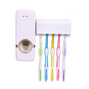 Toothbrush Holder Automatic Toothpaste Dispenser Wall Mount Rack Bathroom Accessories Set