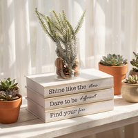 Ensemble de faux livres décoratifs en grain de bois blanc, livraison pliable à plat, livres factices pour la décoration intérieure multi-scènes