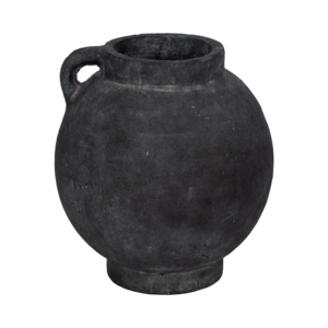 Vaso rotondo a forma di bulbo con manico, in terracotta, per decorazioni per la casa, stile contemporaneo. - Product Image 1