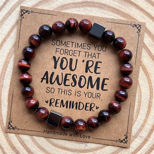 You Are Awesome Pulseras inspiradoras Cristales de confianza Pulseras de piedras de energía curativa para regalos del padre - Product Image 4