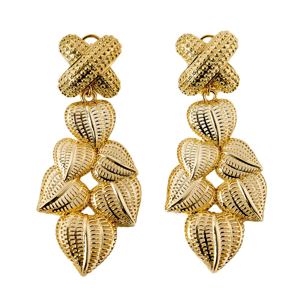 Fashion Big Leaf Earrings For Lady Golden Jewelry Wedding Work Wear New Year Gift