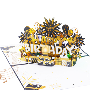 Carte pop-up 3D découpée au laser <span class=keywords><strong>Joyeux</strong></span> <span class=keywords><strong>Anniversaire</strong></span> avec <span class=keywords><strong>musique</strong></span> et lumières LED, en papier fait main, style <span class=keywords><strong>moderne</strong></span>, avec enveloppe et étiquette de message - Nouveauté - Product Image 3