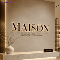 Enseigne personnalisée en lettres 3D rétroéclairées en acier inoxydable, logo LED élégant en écriture cursive pour la décoration murale de la réception d'un spa ou d'une boutique