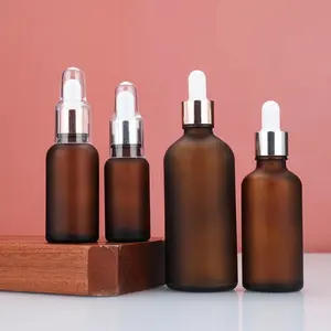 Grande quantidade de embalagem natural de 5ml-100ml, frasco de vidro âmbar fosco de bambu, óleo essencial, líquido dr