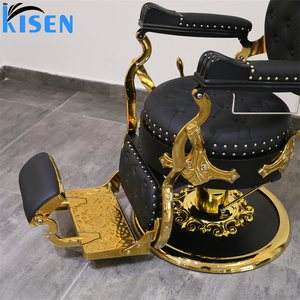 KISEN Barber <b>Chair</b> Modern Faux <b>Leather</b> Hydraulic Adjustable Height Traditional Salon Furniture Round Base Commercial Use - Product Image 6