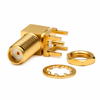Conector SMA Hembra de Ángulo Recto Personalizado de 12 GHz para Montaje en PCB, Conector RF de Acero Inoxidable SMA-KYWHD3