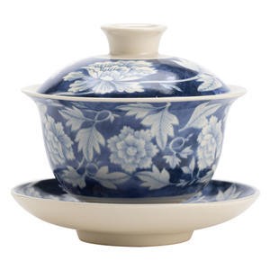 MINGSHUO Yuan Blue Flower Porcelain Gaiwan <span class=keywords><strong>Kung</strong></span> <span class=keywords><strong>Fu</strong></span> Tea Set Hand-held Bowl Open <span class=keywords><strong>Film</strong></span> Modern Design Soda Glaze Three-Talent Fujian - Product Image 5
