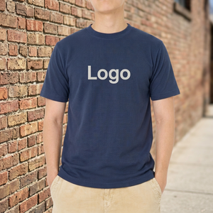 <b>Men's</b> Navy Blue Short Sleeve Cotton T-Shirt Regular Fit O-Neck Casual Solid Color - Product Image 5