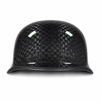 Casques de moto demi-intégraux en fibre de carbone légers avec boucle à dégagement rapide à une main, languette de traction rouge, finition brillante et doublure amovible lavable