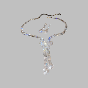 יהלום יוקרתי לנשים כוכב לב בצורת פרפר בצורת רינסטון בצורת טיפה תליון עגילי שרשרת תכשיטים מעוצבים בהשראת סטים - Product Image 6