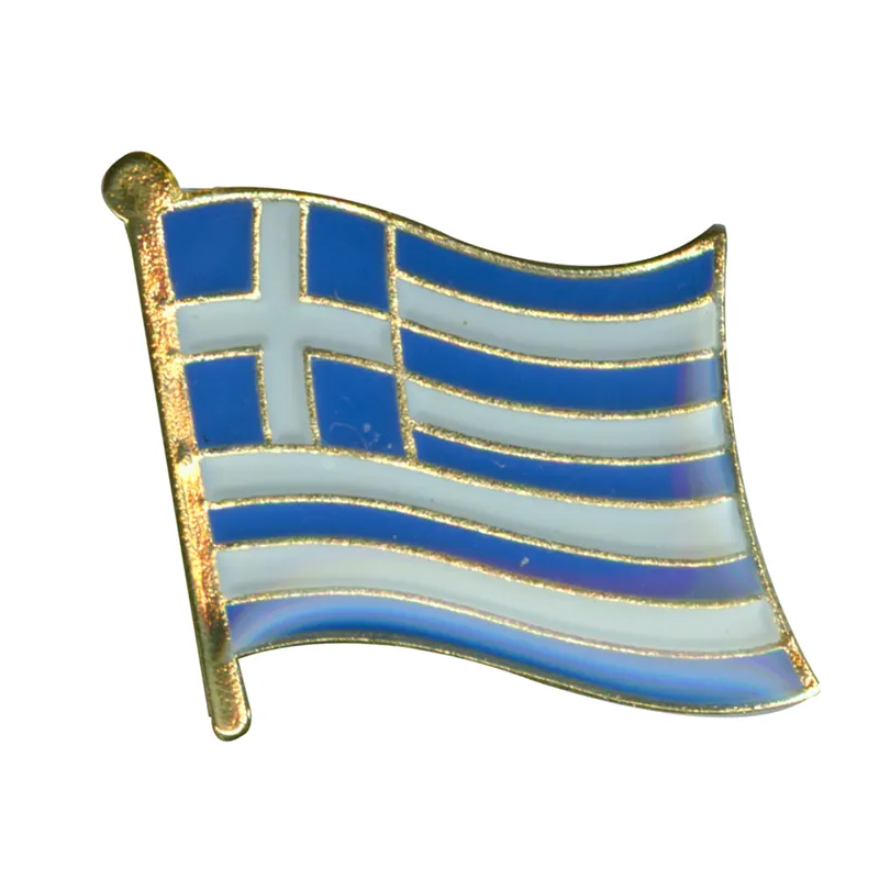 Custom Groothandel Messing Ijzer Stempelen Zacht Email Met Epoxy Metalen Internationale Landvlag Reversspeld Badge Griekse Souvenirs