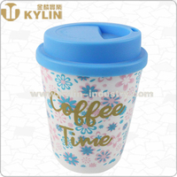 Tasse à café en plastique, durable et réutilisable, 8oz 12oz 16oz, avec couvercle et bande anti-chaleur, ml