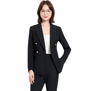 Women's Suit Set Double Breasted Long Sleeve Polyester Anti Wrinkle Office Lady Autumn Wear - Product Image 5