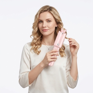 <span class=keywords><strong>Fer</strong></span> à <span class=keywords><strong>boucler</strong></span> automatique professionnel rose Tulip, rotatif, céramique ionique, 4 réglages de chaleur pour tous types de cheveux - Product Image 1