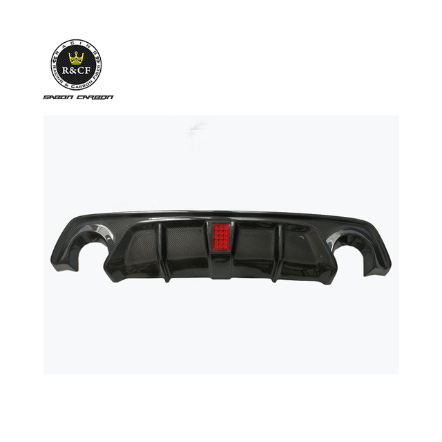 Q50 Diffuser Carbon Fiber Rear Bumper Lip Diffuser Spoiler with Led Light Brake Light for Infiniti Q50 Sedan 2018 -20