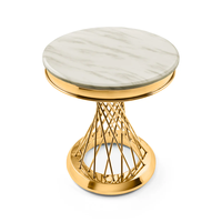 Table basse moderne en marbre blanc avec base en acier inoxydable doré Table d'appoint ronde pour salle à manger salon chambre vente en gros