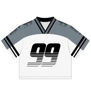 เสื้อกีฬาฟุตบอลผ้าโพลีเอสเตอร์ตาข่ายลายกราฟิกแบบวินเทจชุดเสื้อครอป - Product Image 3