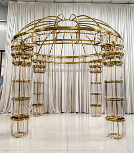 Marco de fondo de arco de boda de metal dorado personalizado, nuevo diseño para decoraciones de fiestas y eventos, arco de bienvenida Chuppah - Product Image 1